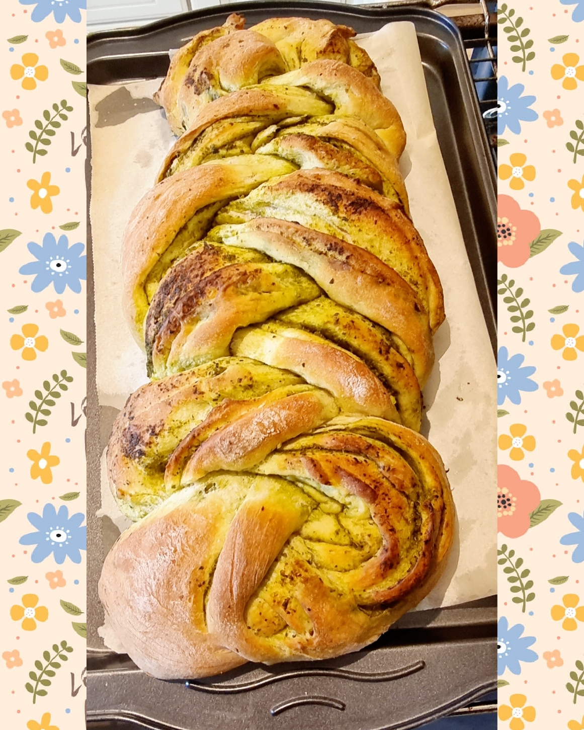 Zopf aus Pizzateig mit Pestofüllung