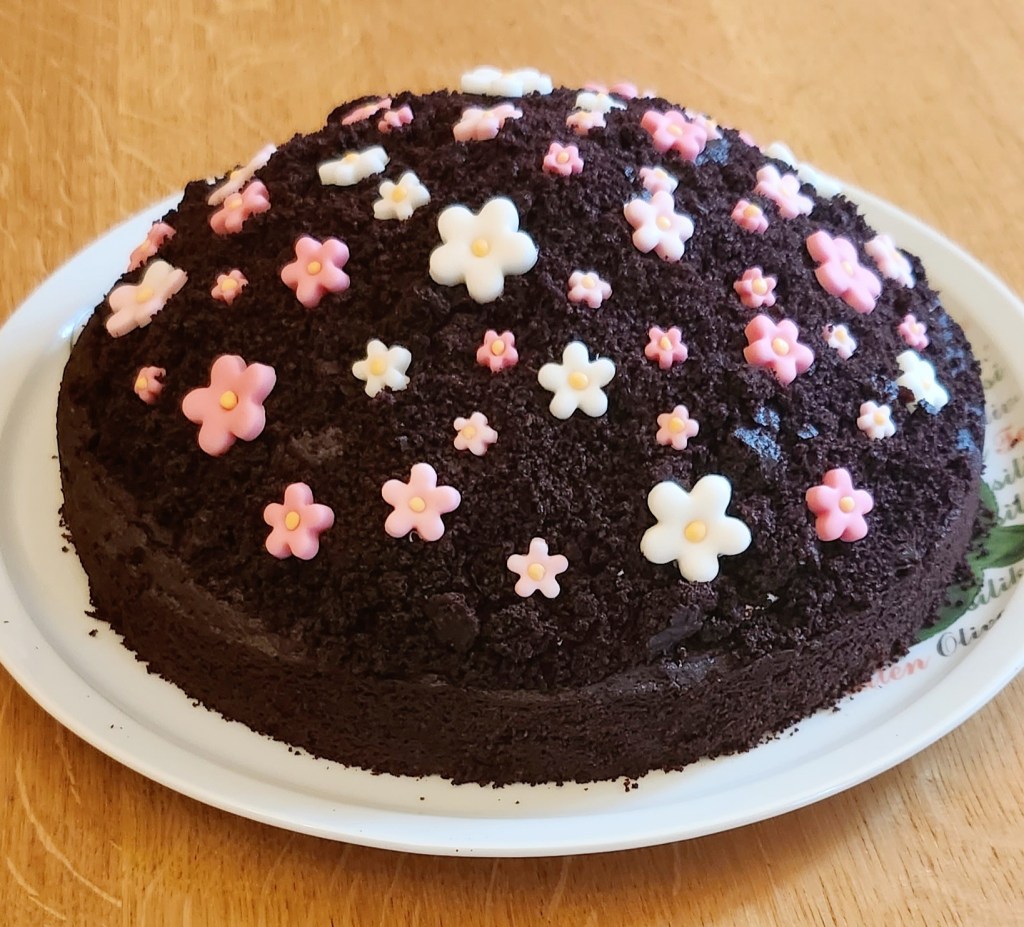 Maulwurfkuchen mit Erdbeeren